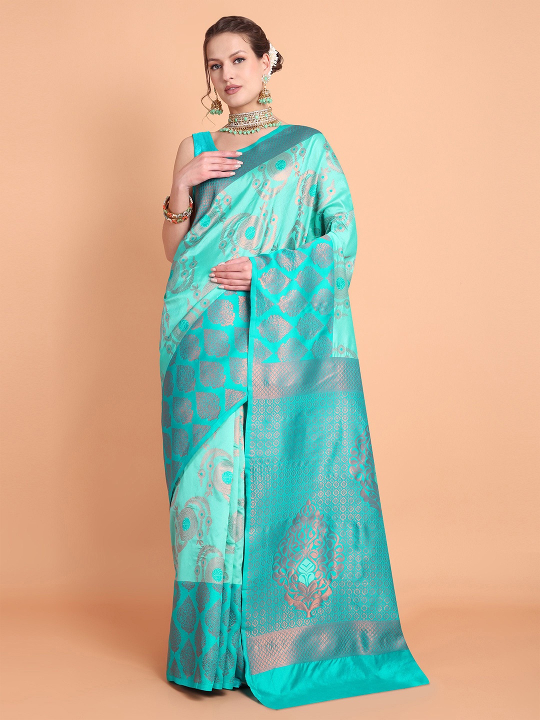 

Visit Wear Woven Design Zari Pure Silk Kanjeevaram Saree, Blue