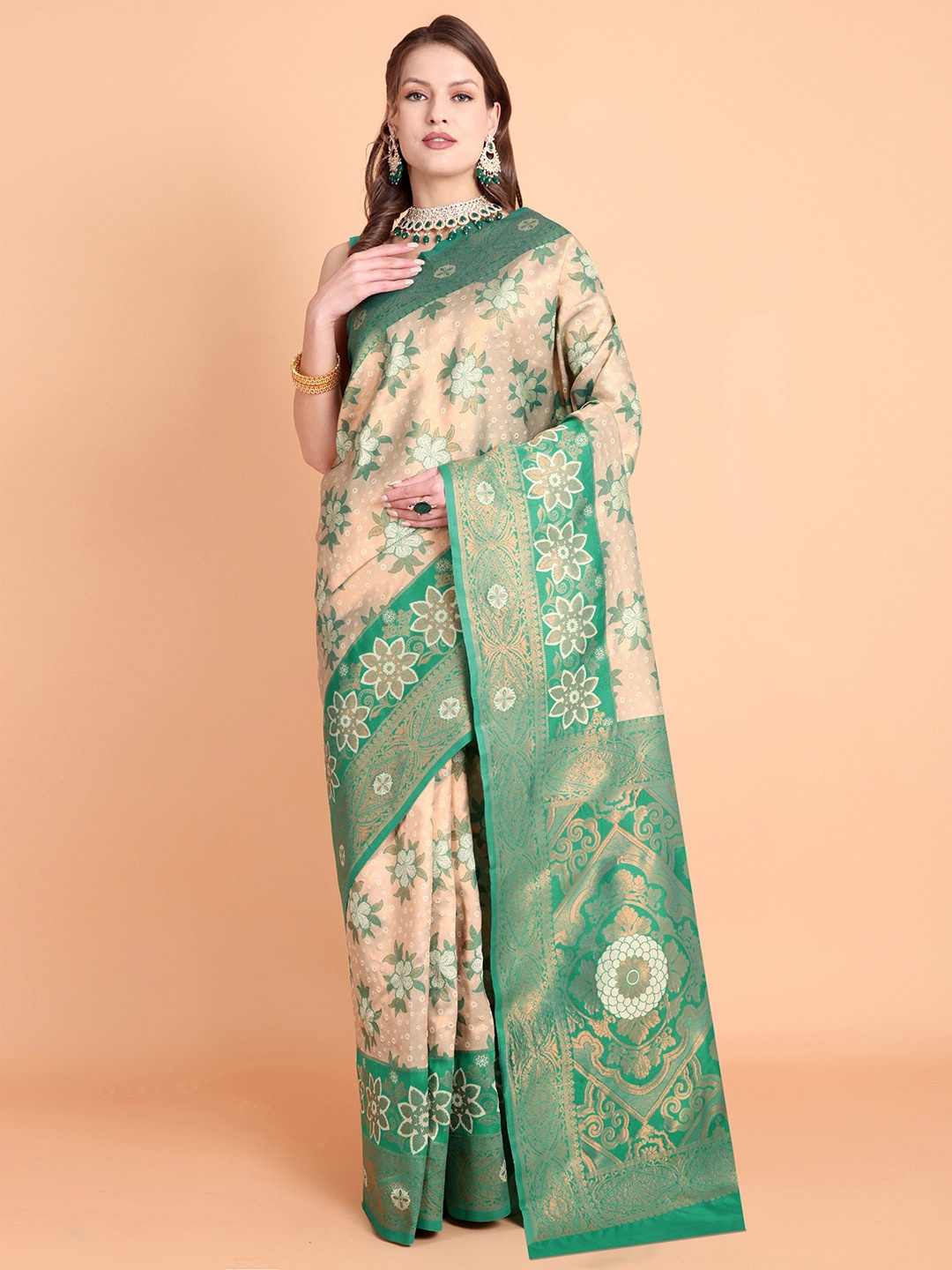 

Visit Wear Woven Design Zari Pure Silk Kanjeevaram Saree, Green