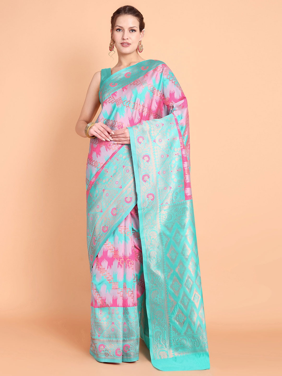 

Visit Wear Woven Design Zari Pure Silk Kanjeevaram Saree, Pink