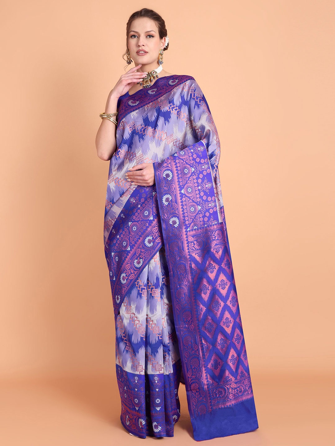 

Visit Wear Woven Design Zari Pure Silk Kanjeevaram Saree, Blue