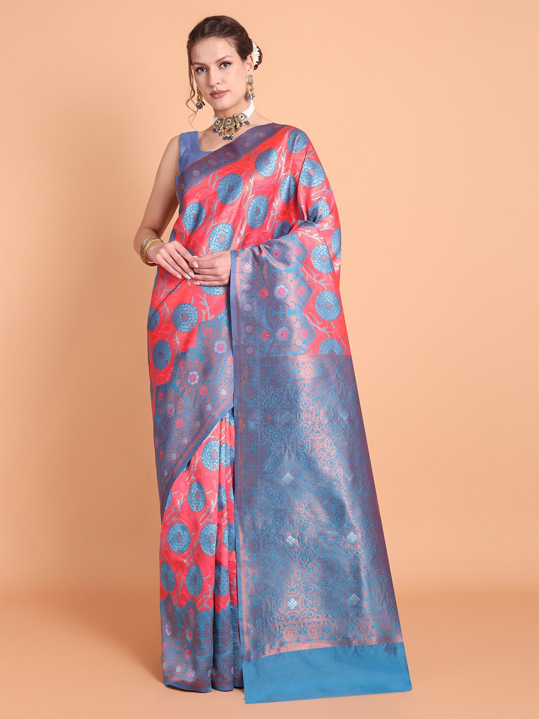 

Visit Wear Ethnic Motif Zari Woven Pure Silk Kanjeevaram Saree, Pink