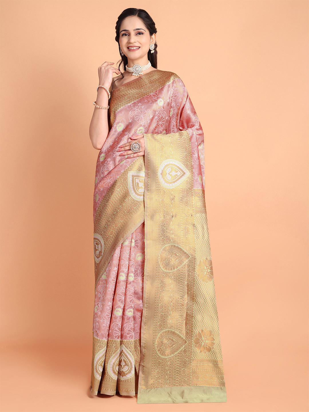 

Visit Wear Woven Design Zari Pure Silk Kanjeevaram Saree, Pink