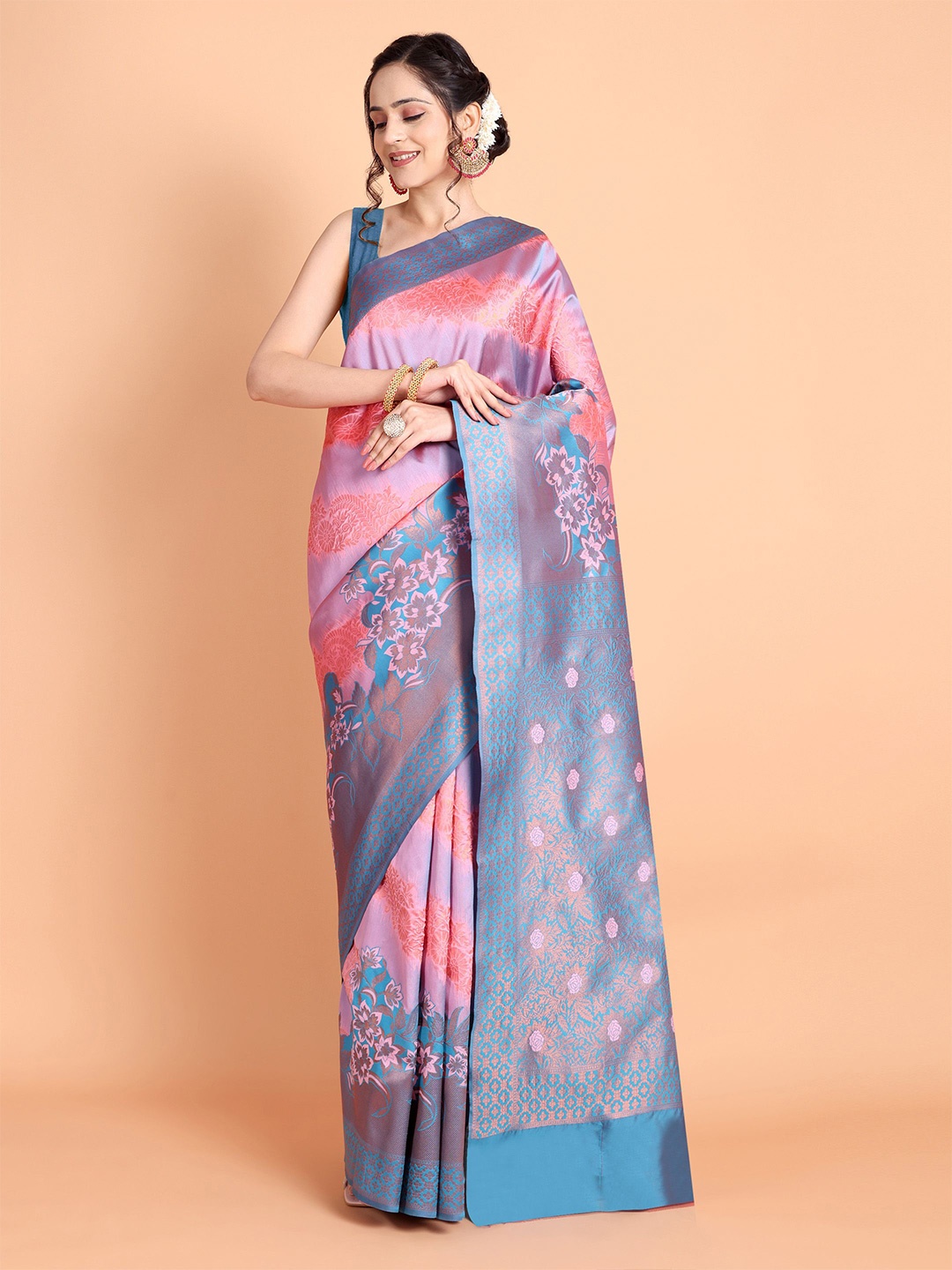 

Visit Wear Woven Design Zari Pure Silk Kanjeevaram Saree, Pink