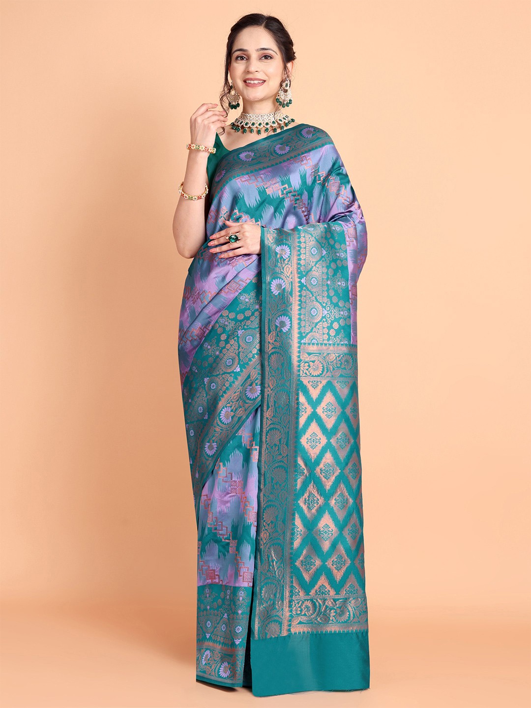 

Visit Wear Woven Design Zari Pure Silk Kanjeevaram Saree, Purple