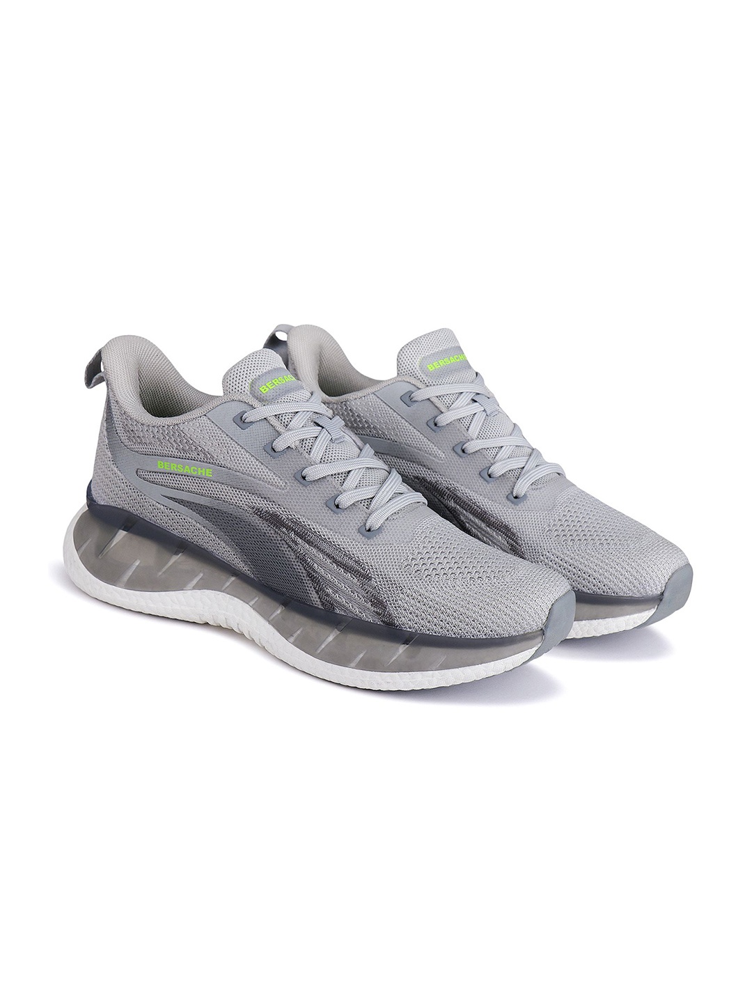 

BERSACHE Men Self Design Mid-Top Non-Marking Lace Ups Running Shoes, Grey