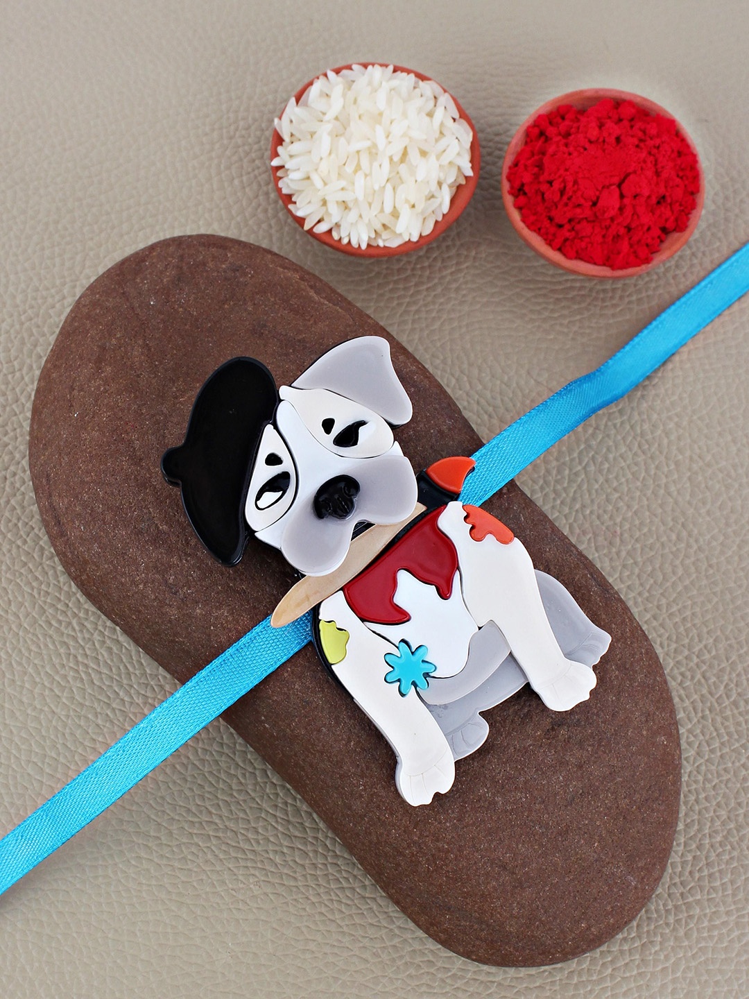

LUCKY JEWELLERY Boys Cartoon Dog Thread Rakhi, White
