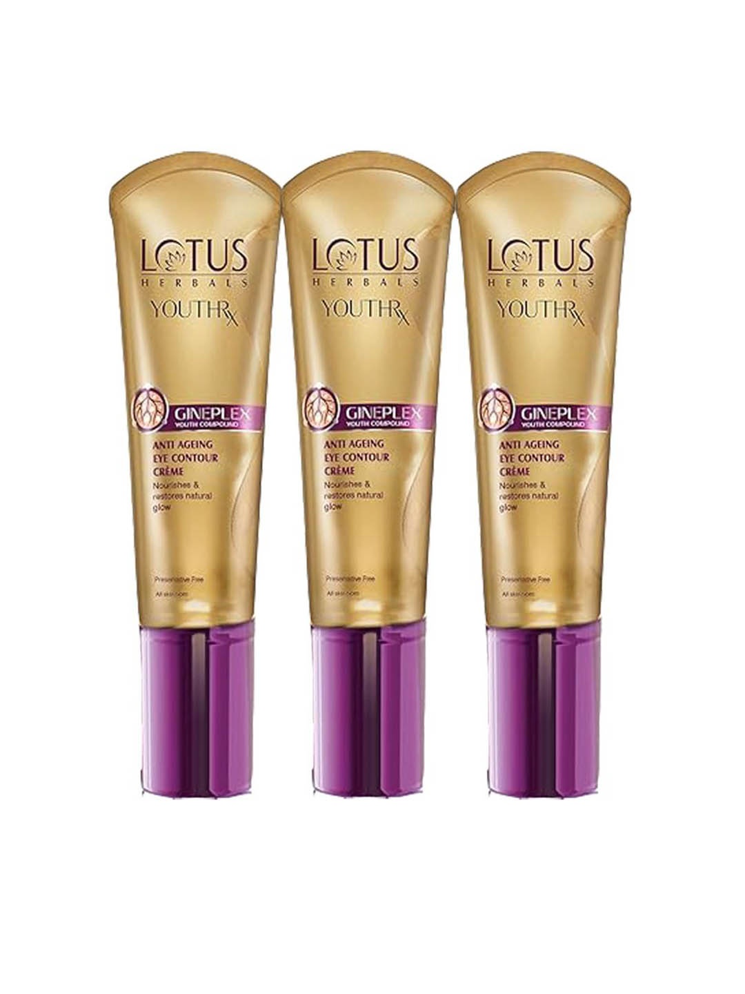 

Lotus Herbals Set of 3 YouthRx Anti Ageing Eye Contour Cream - 15 ml each, Gold