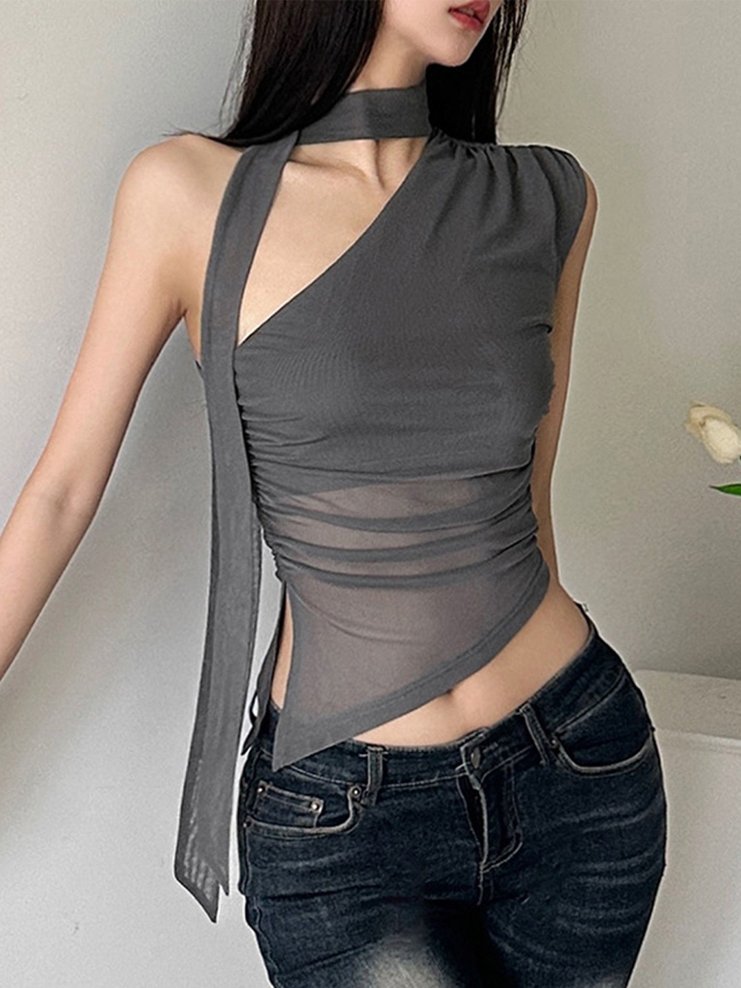 

LULU & SKY women Crop Top, Grey