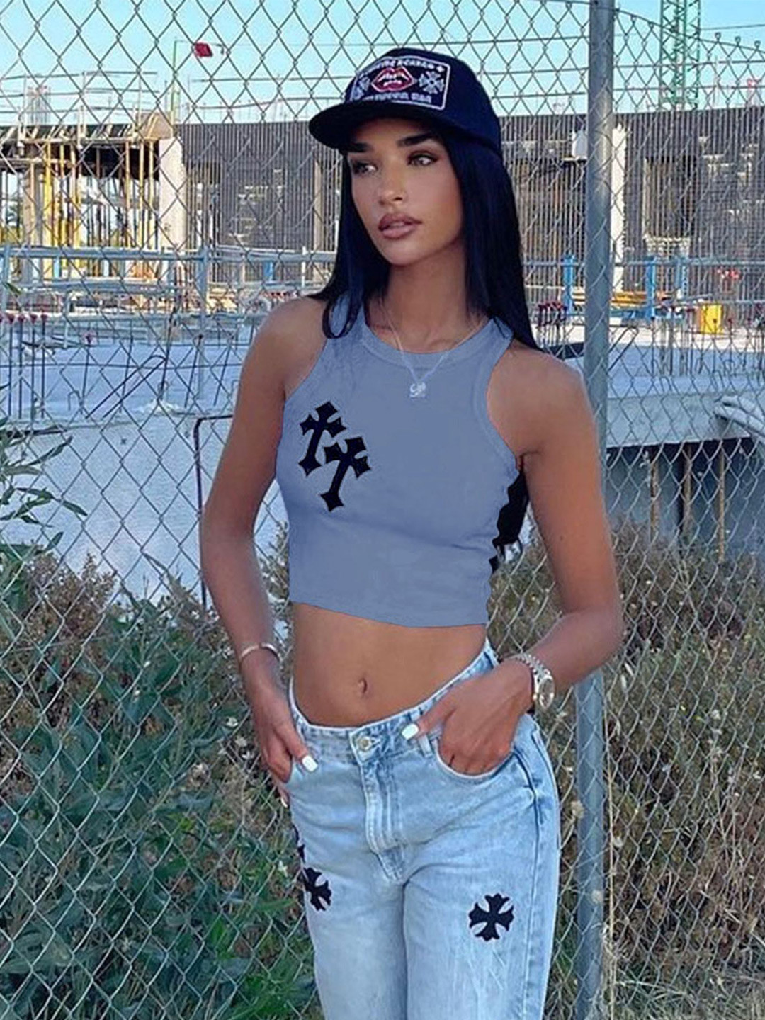 

LULU & SKY Crop Women Top, Blue