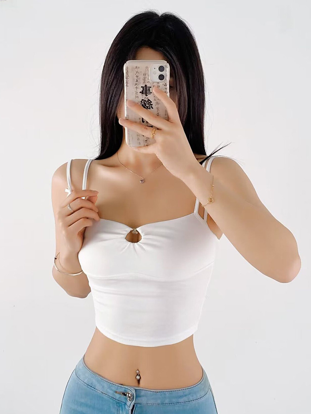 

LULU & SKY Women Shoulder Straps Top, White
