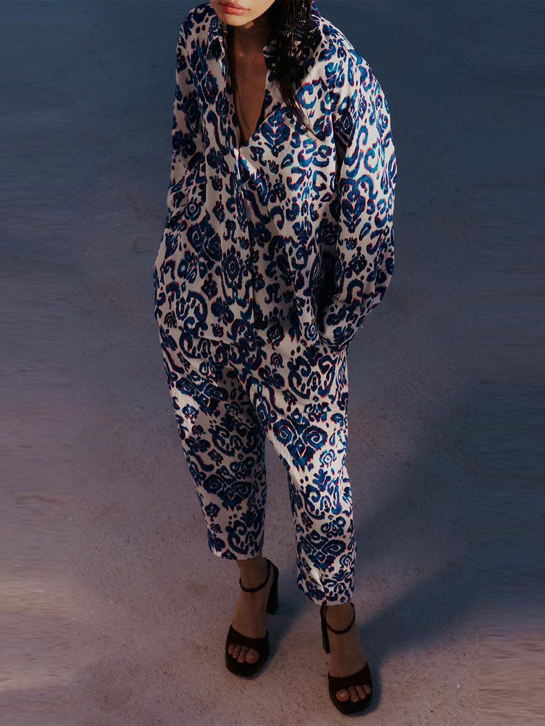 

LULU & SKY Animal Print Kimono Sleeve Shirt Style Longline Top, Multi