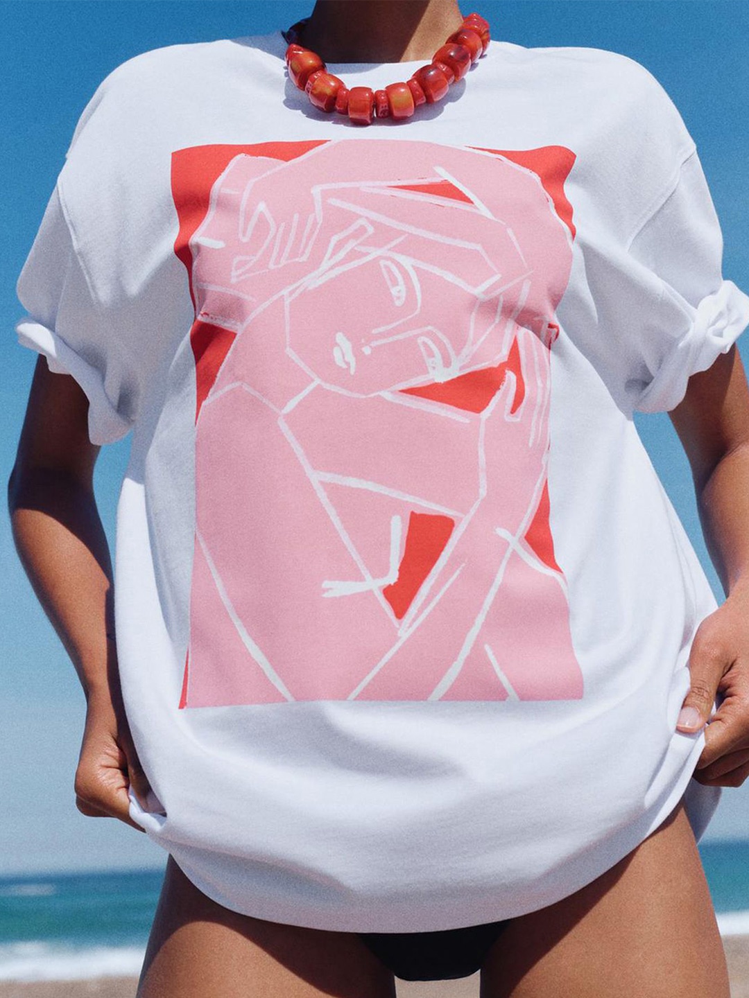 

LULU & SKY Women Print Blouson Short Sleeves Top, Pink
