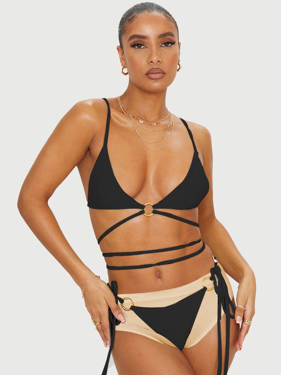 

Krelin Women Non-Padded Multiway Straps Lingerie Set BK-20-BLK-P1, Black
