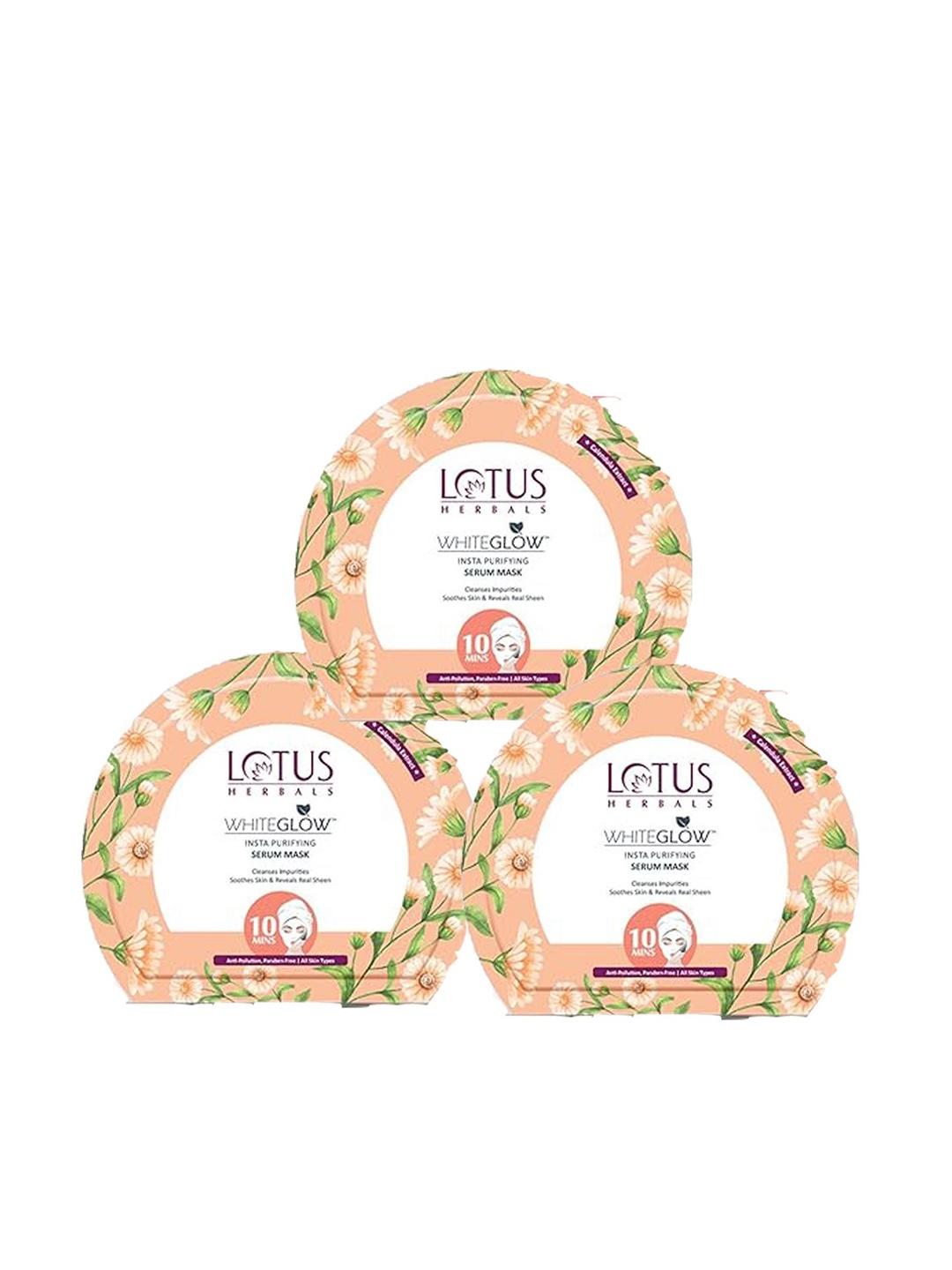 

Lotus Herbals 3- Pcs White Glow Insta Purifying Serum Mask- 50g Each, Pink