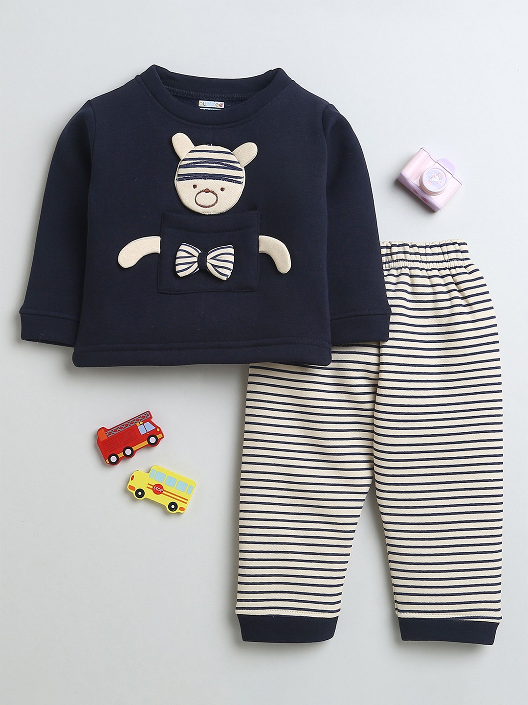 

BUMZEE Boys Fleece Top with Pyjamas, Navy blue