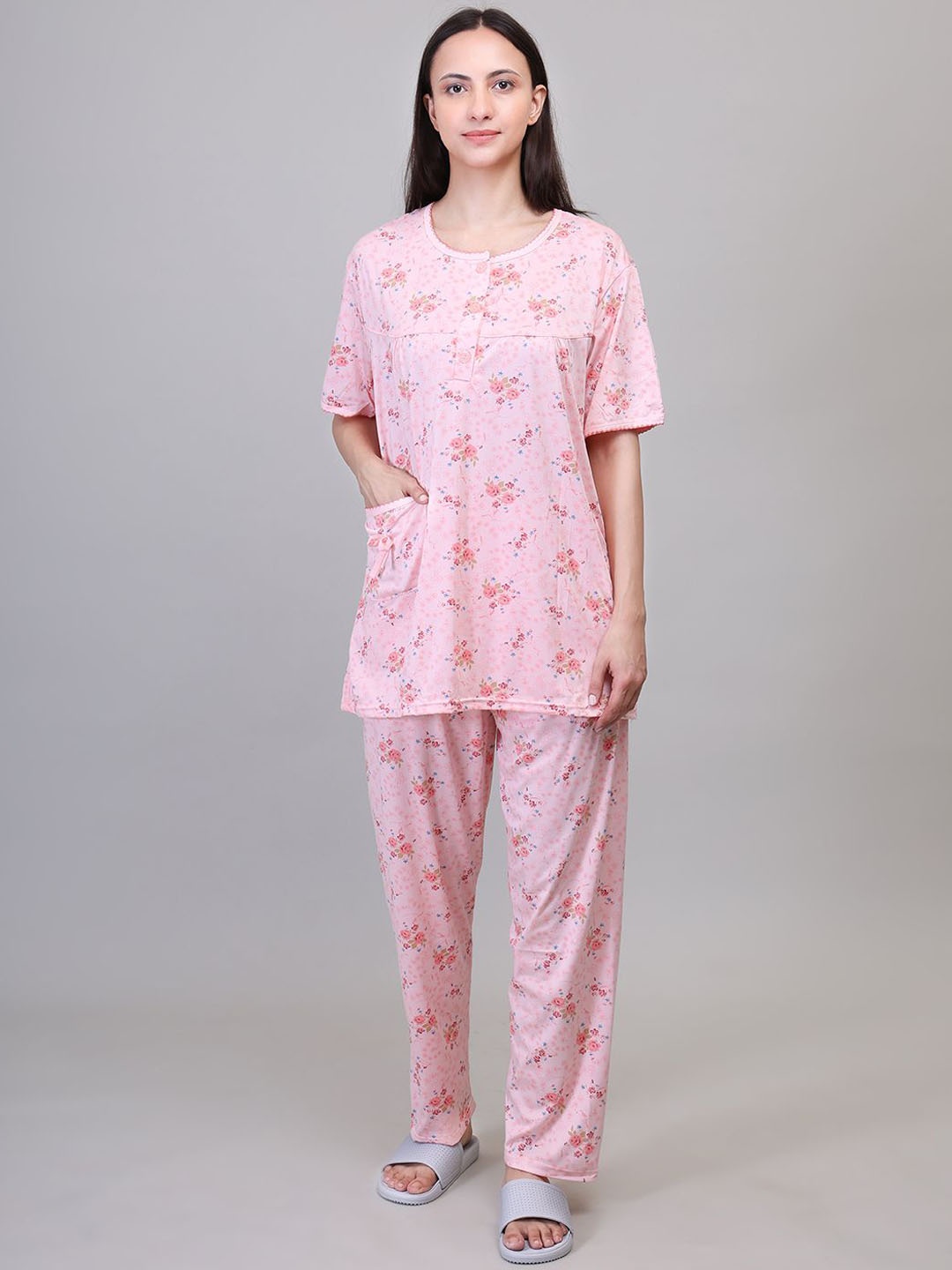 

Camey Women Printed Night suit, Peach