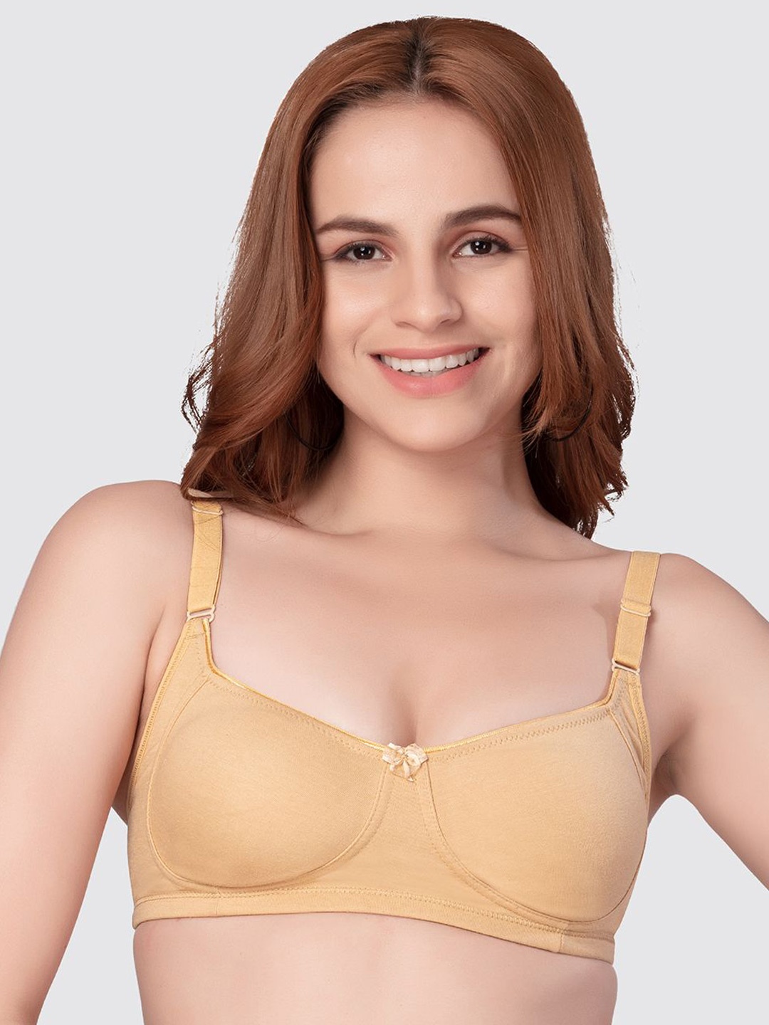 

Daisy Dee Women Solid Full Coverage Non-Wired Cotton Non Padded Tshirt Bra, Beige