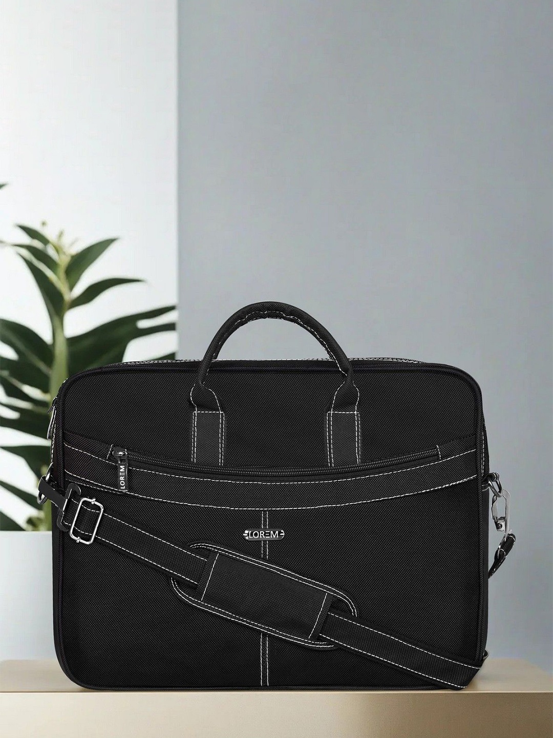 

LOREM Men Textured Laptop Bag, Black