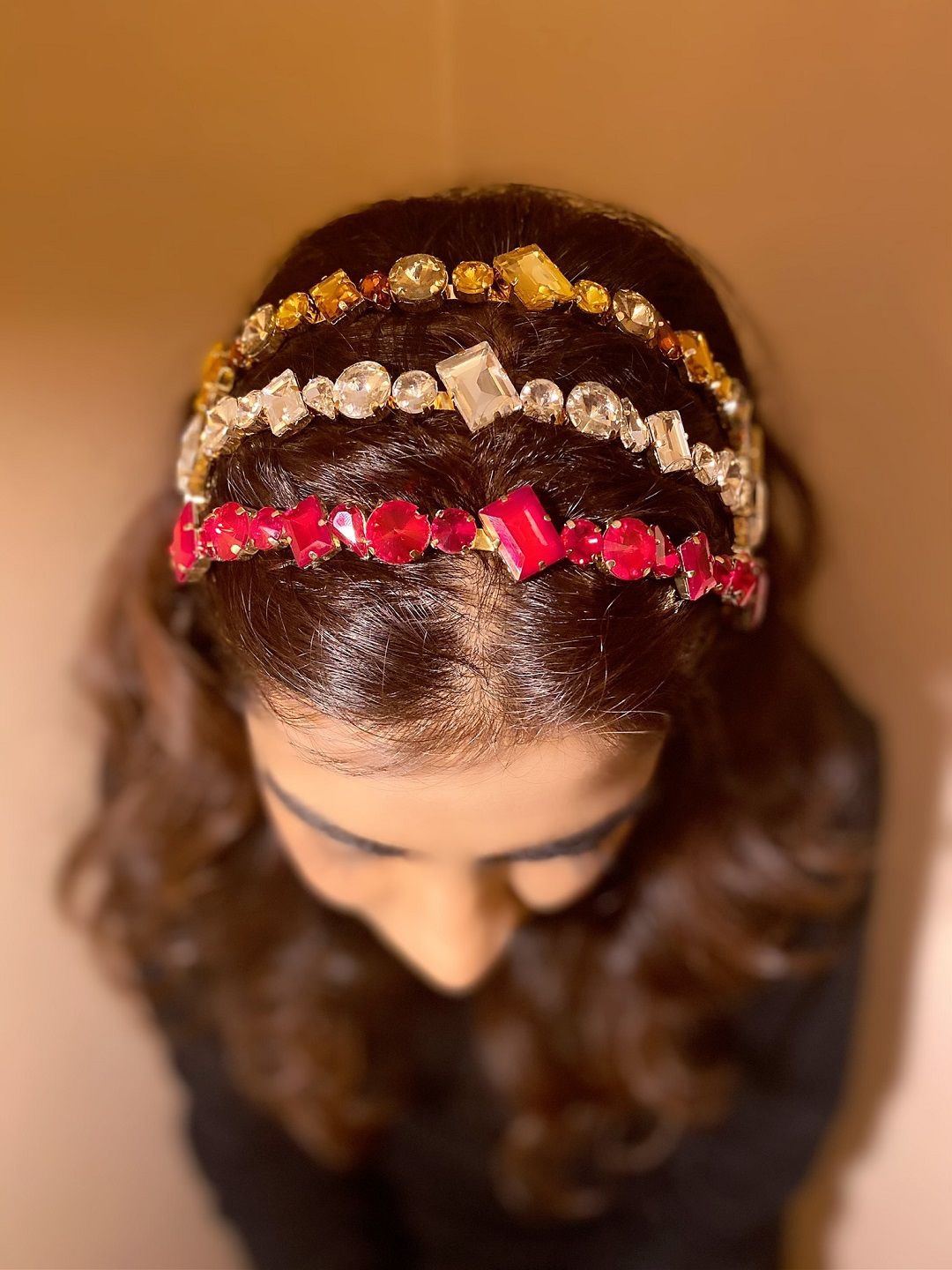 

Rhe-Ana Women Set of 3 Embellished Hairband, Red