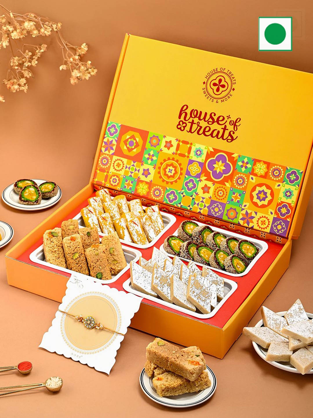 

Hyperfoods Rakhi & Sweets Gifts With Roli Chawal, Yellow