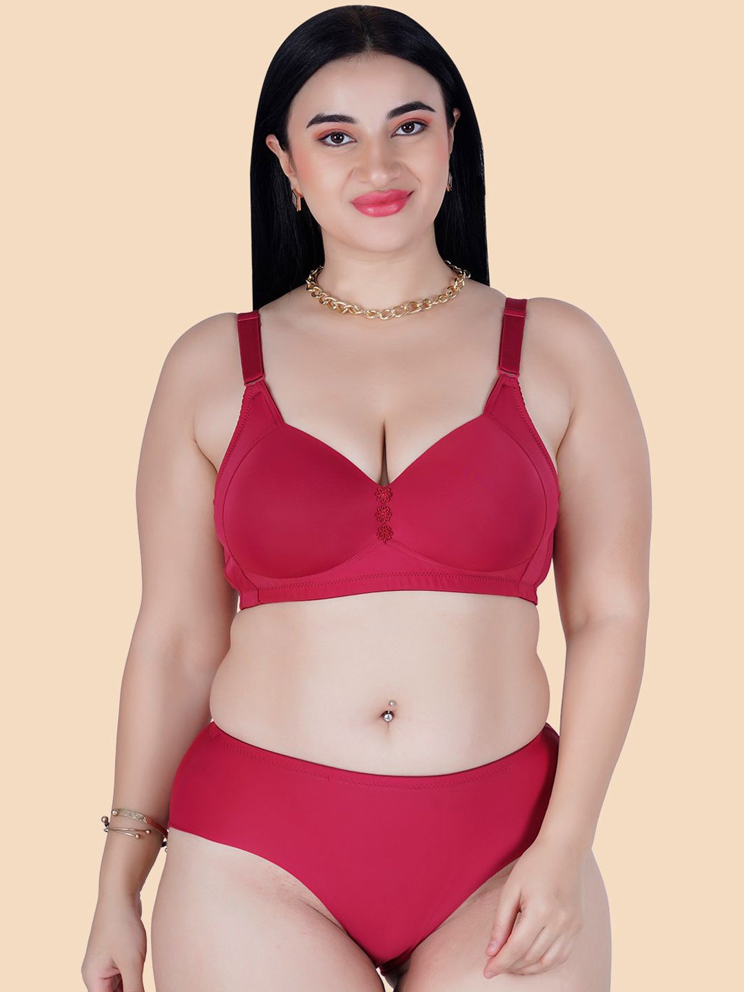 

Tweens Plus Size Lightly-Padded Full Coverage Lingerie Set TLW-83320-WIN-PAN-1PC, Burgundy