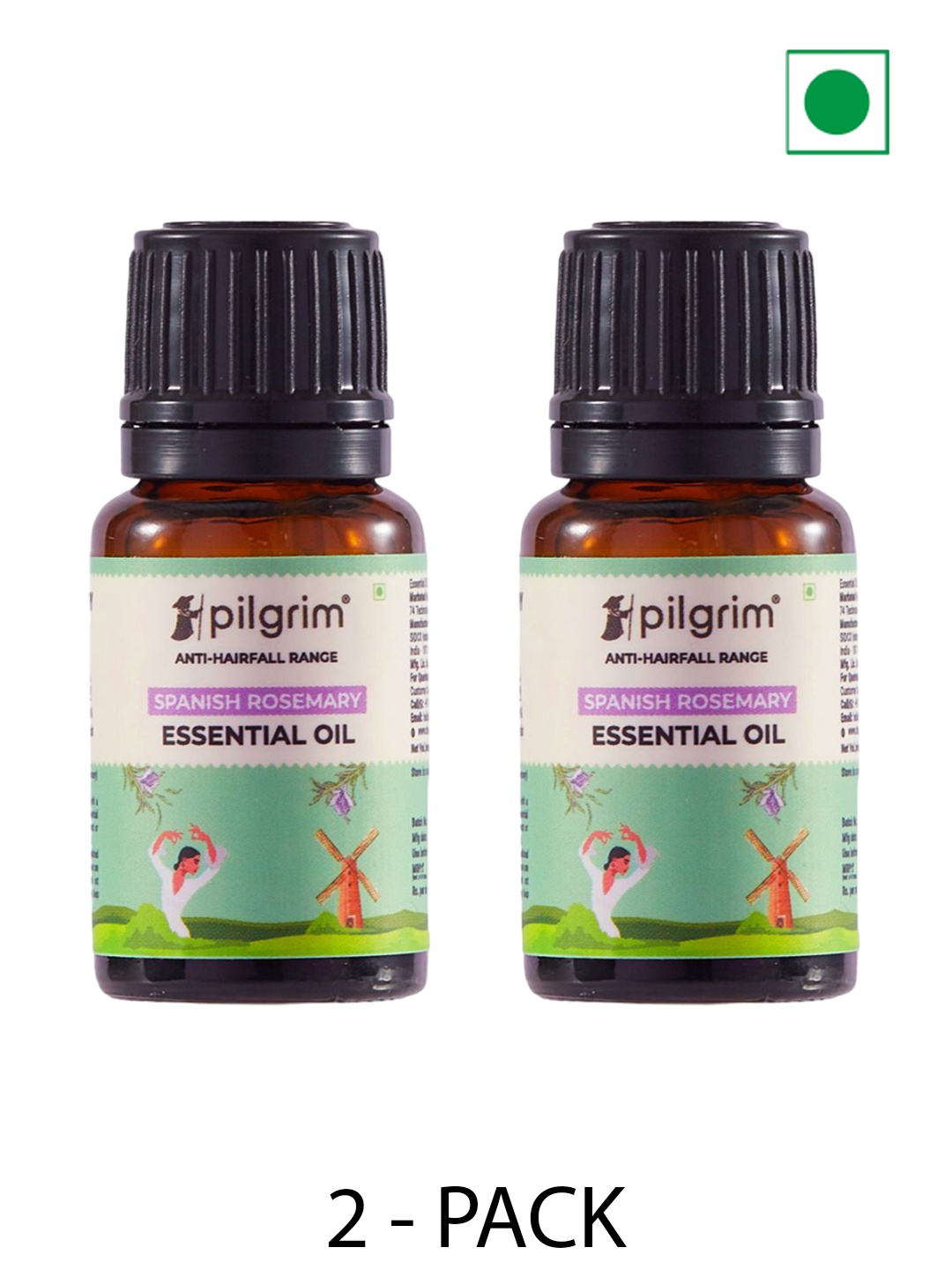 

Pilgrim Set Of 2 Anti-Hairfall Range Spanish Rosemary Essential Oil - 20ml each, Beige