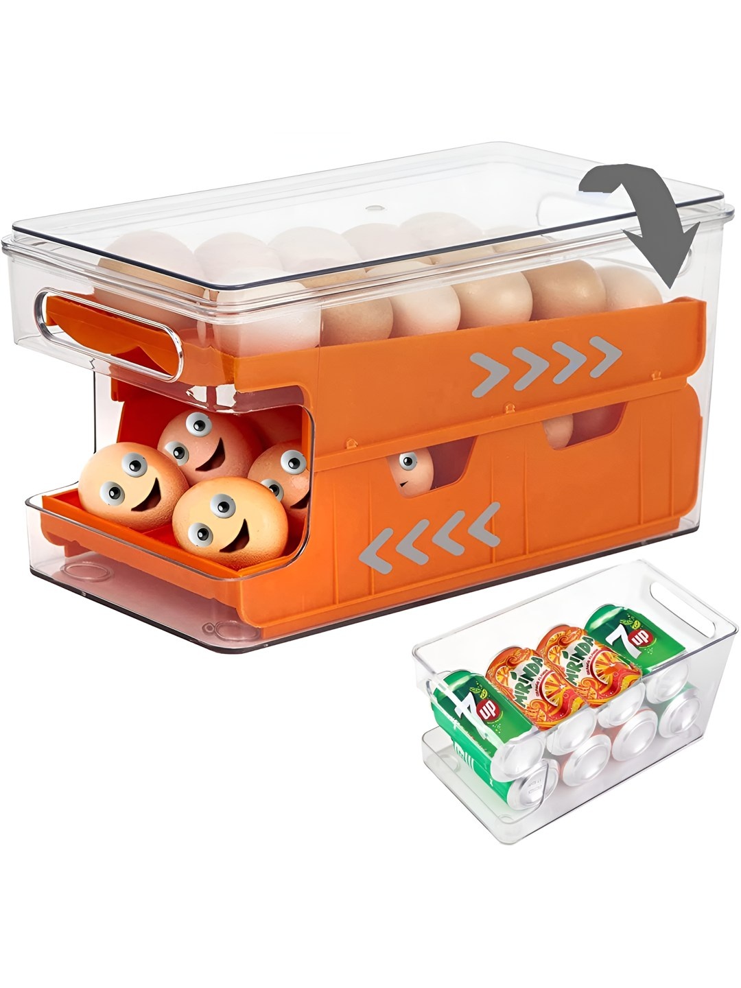 

HomeCloud Orange & Transparent 24 Count Rolling Egg Keeper