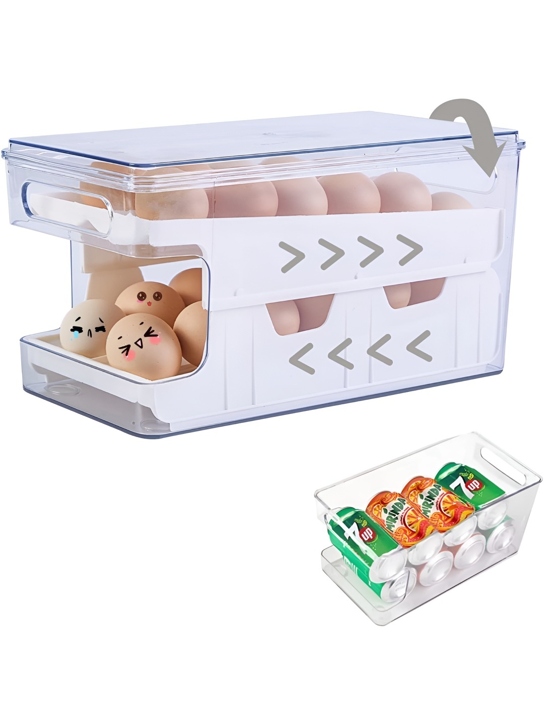 

HomeCloud White & Transparent 24 Count Rolling Egg Keeper