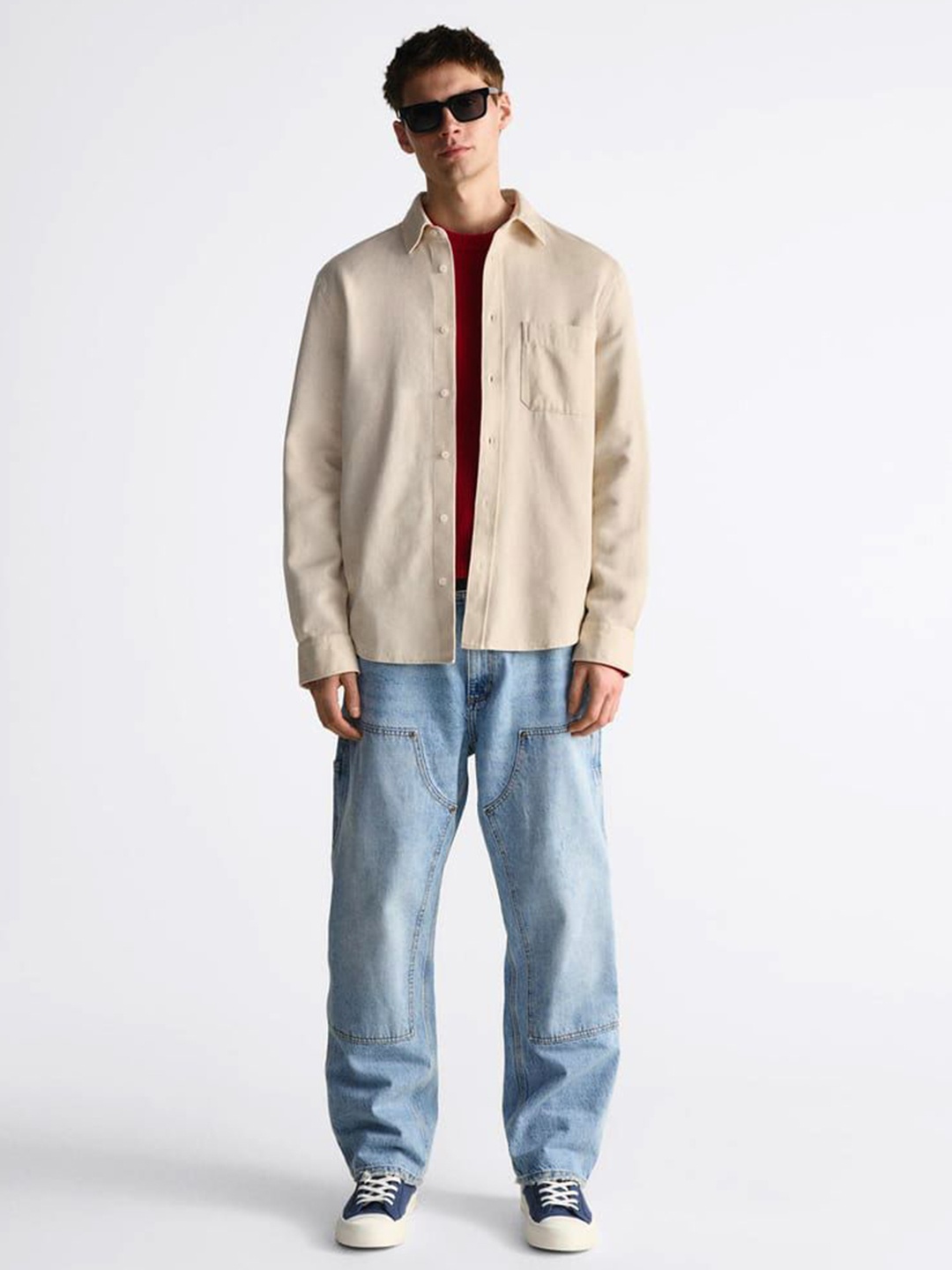 

MISCHIEF MONKEY Men Classic Tailored Fit Opaque Casual Shirt, Cream