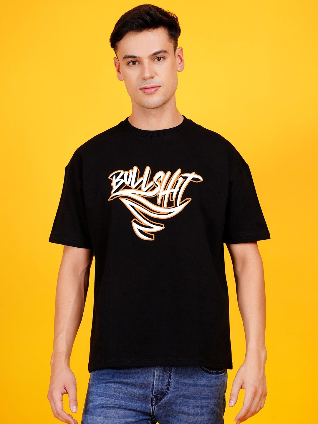 

DAFABFIT Men Printed Everfresh Oversized T-shirt, Black