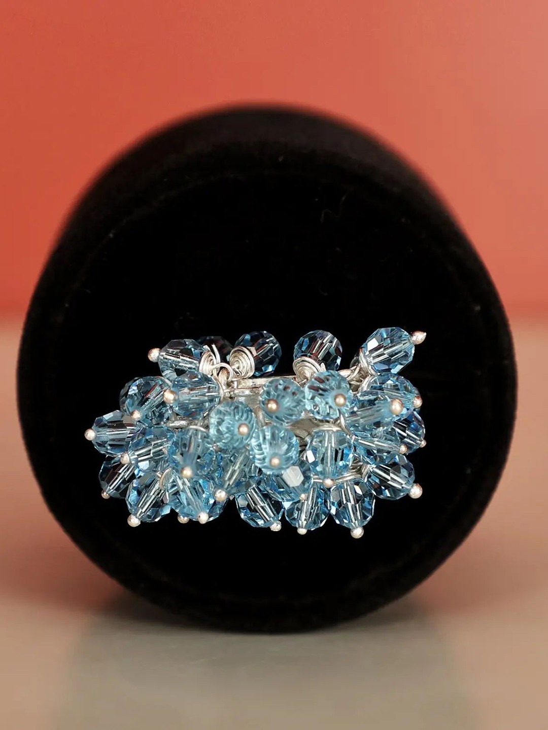 

Exotic India Blue Topaz with Unbelievable Swarovski Gypsy Sterling Silver Ring