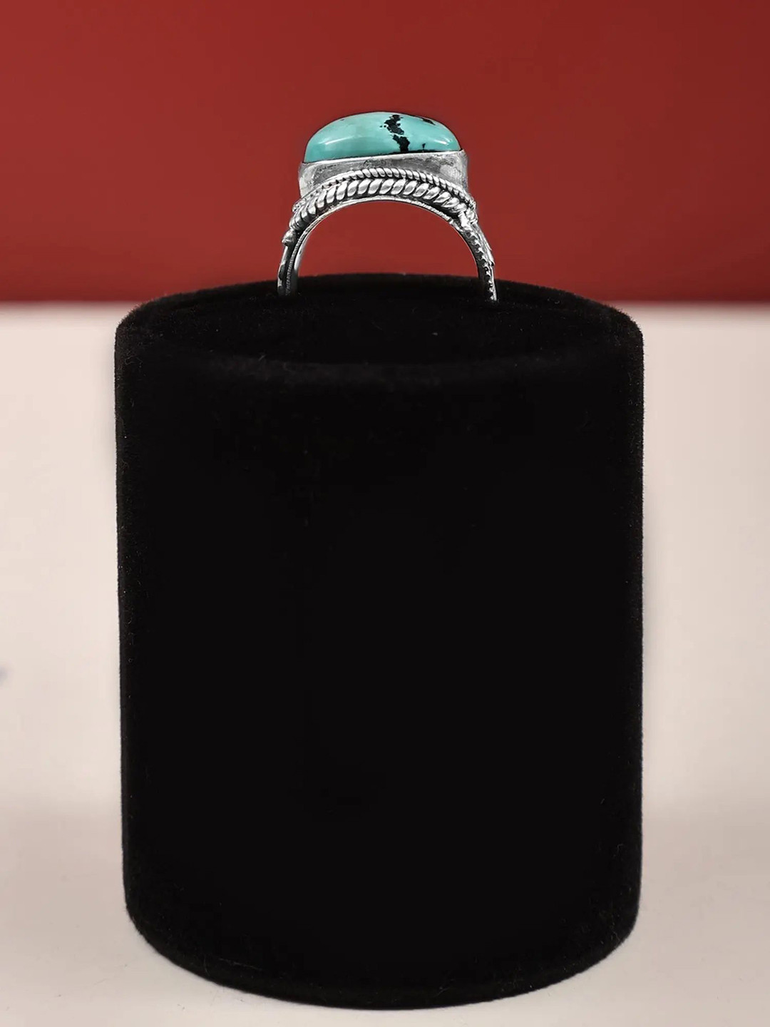 

Exotic India Silver-Plated Sterling Silver Turquoise-Studded Finger Ring