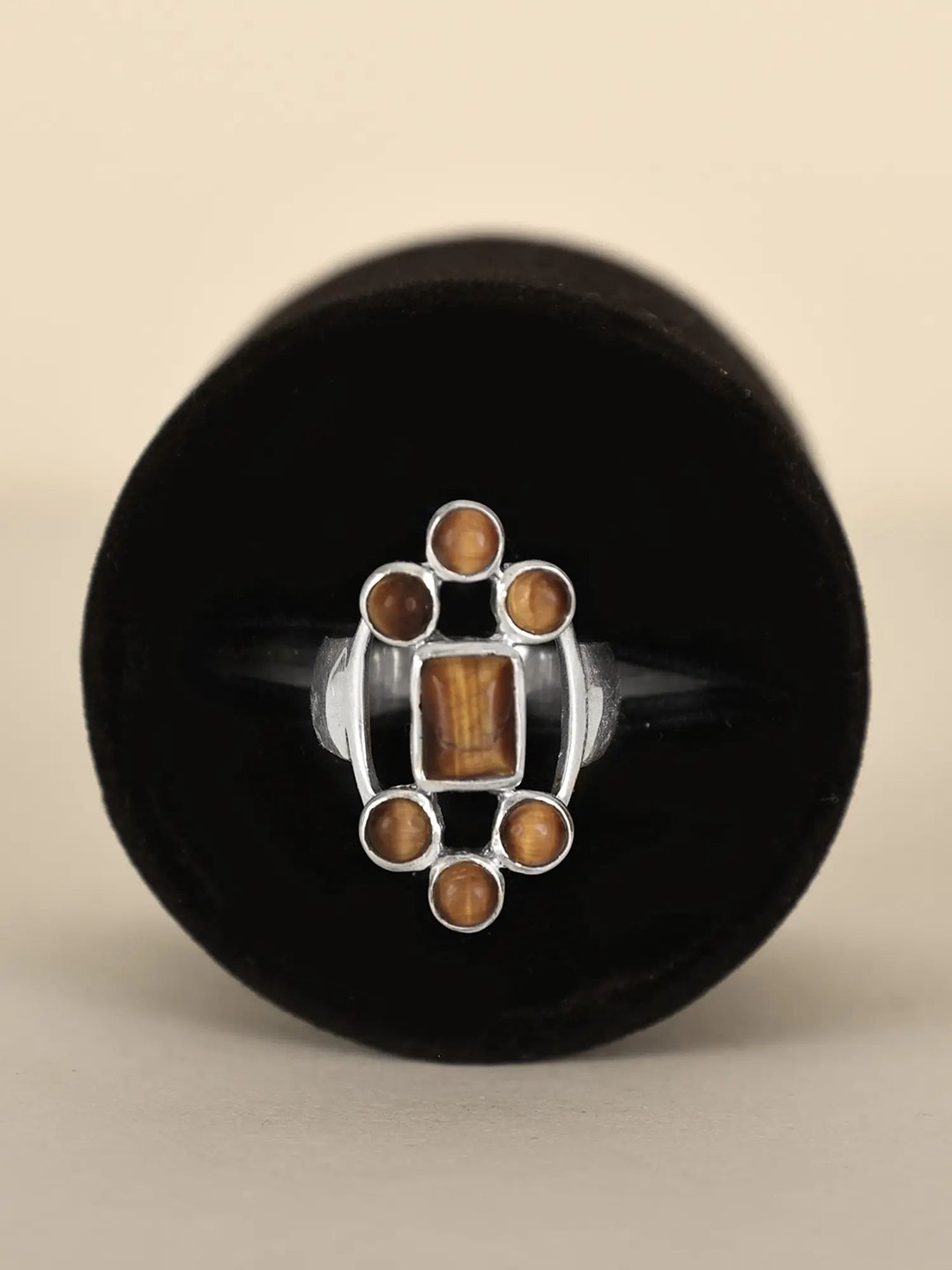 

Exotic India Tiger Eye Stone Sterling Silver Ring