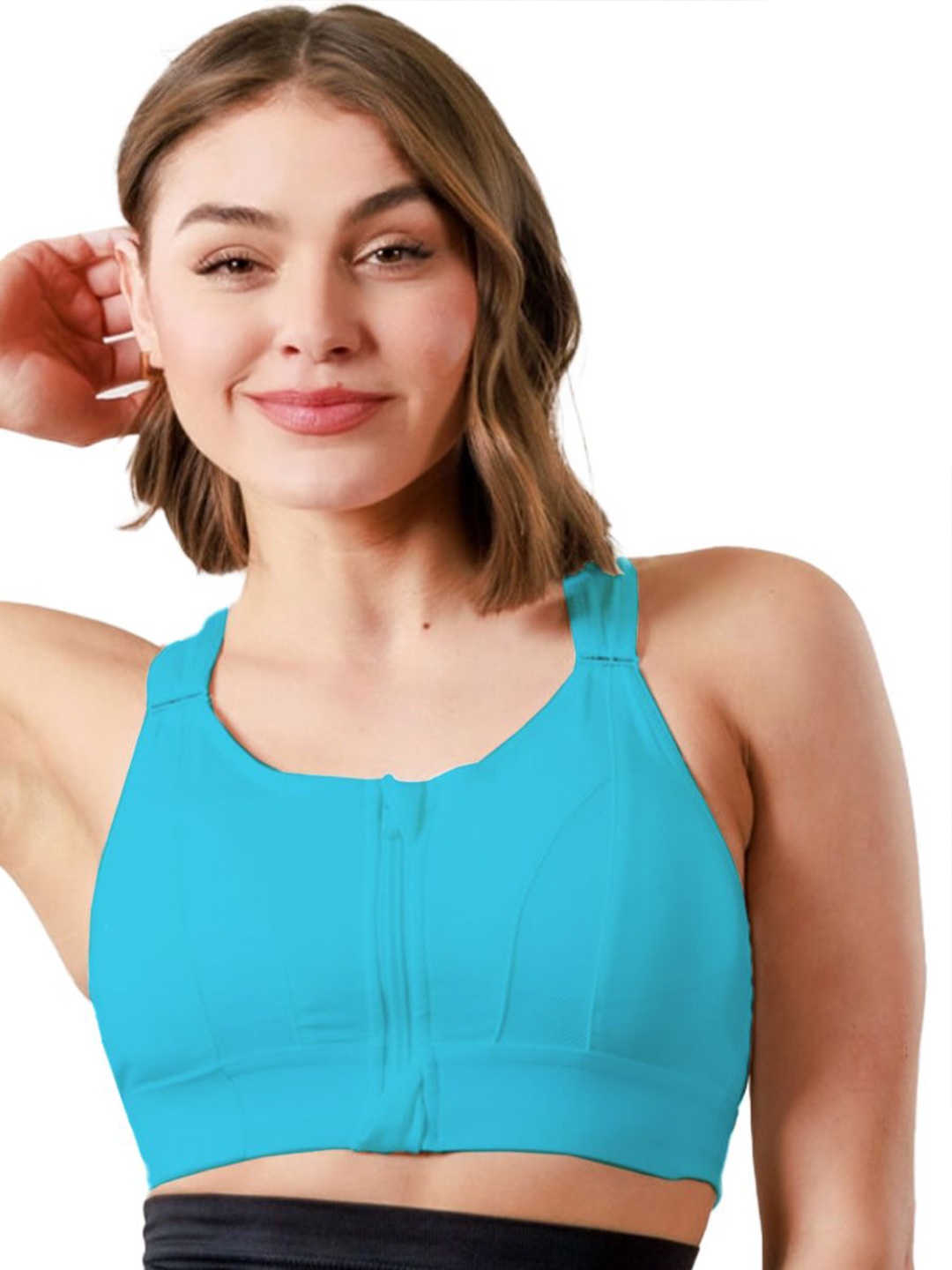 

Bella Voste Women Full Coverage Lightly Padded Racerback Sports Bra, Blue