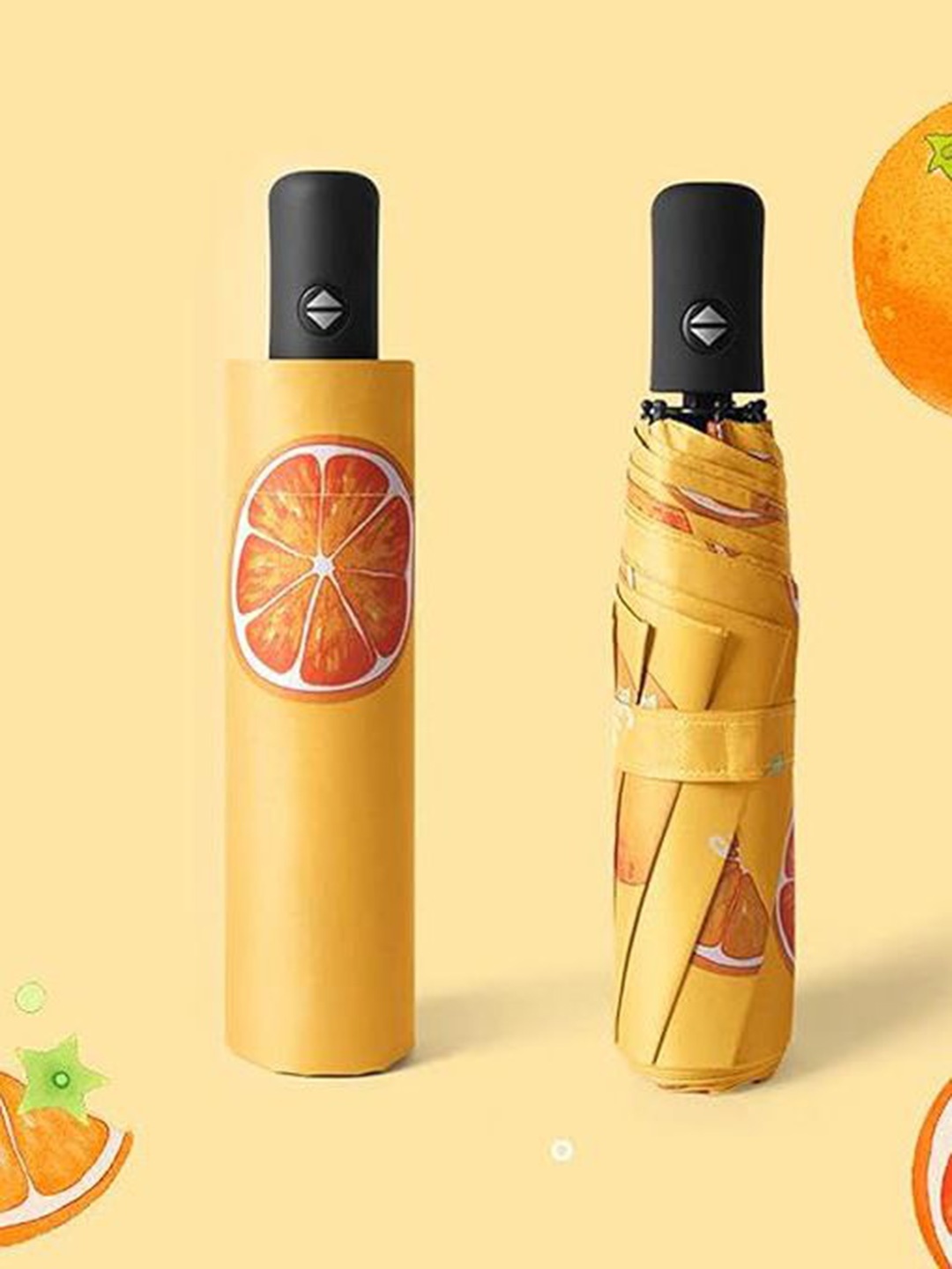 

HOUSE OF QUIRK Automatic 3 Fold Self Design Umbrella, Orange