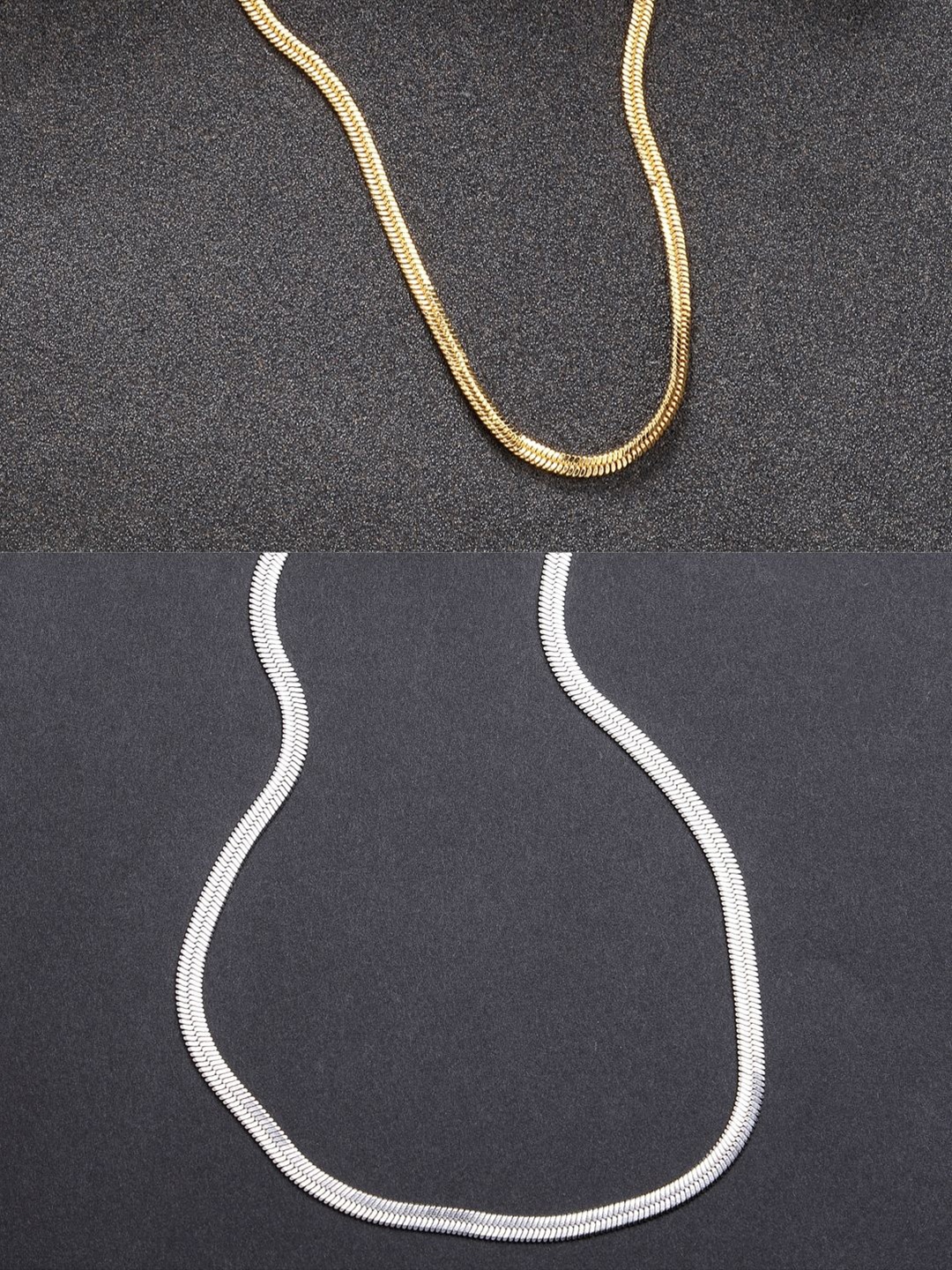 

NVR Set of 2 Rhodium Plated Chain, Silver