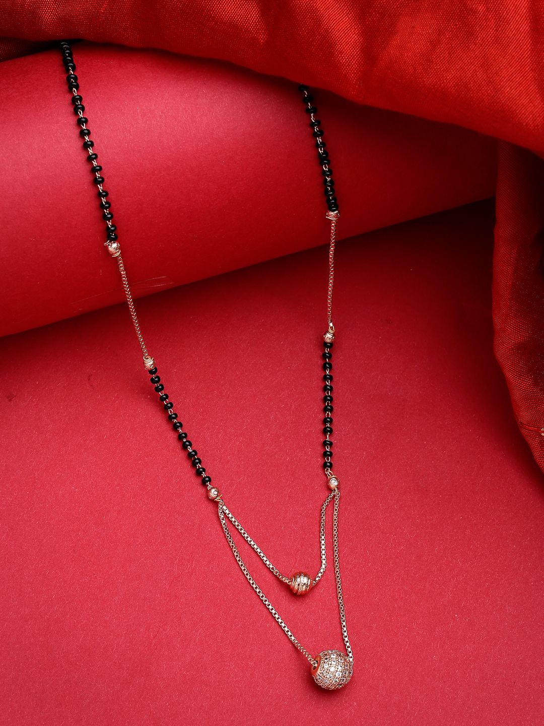 

NVR Rose Gold Plated Artificial Stones Mangalsutra