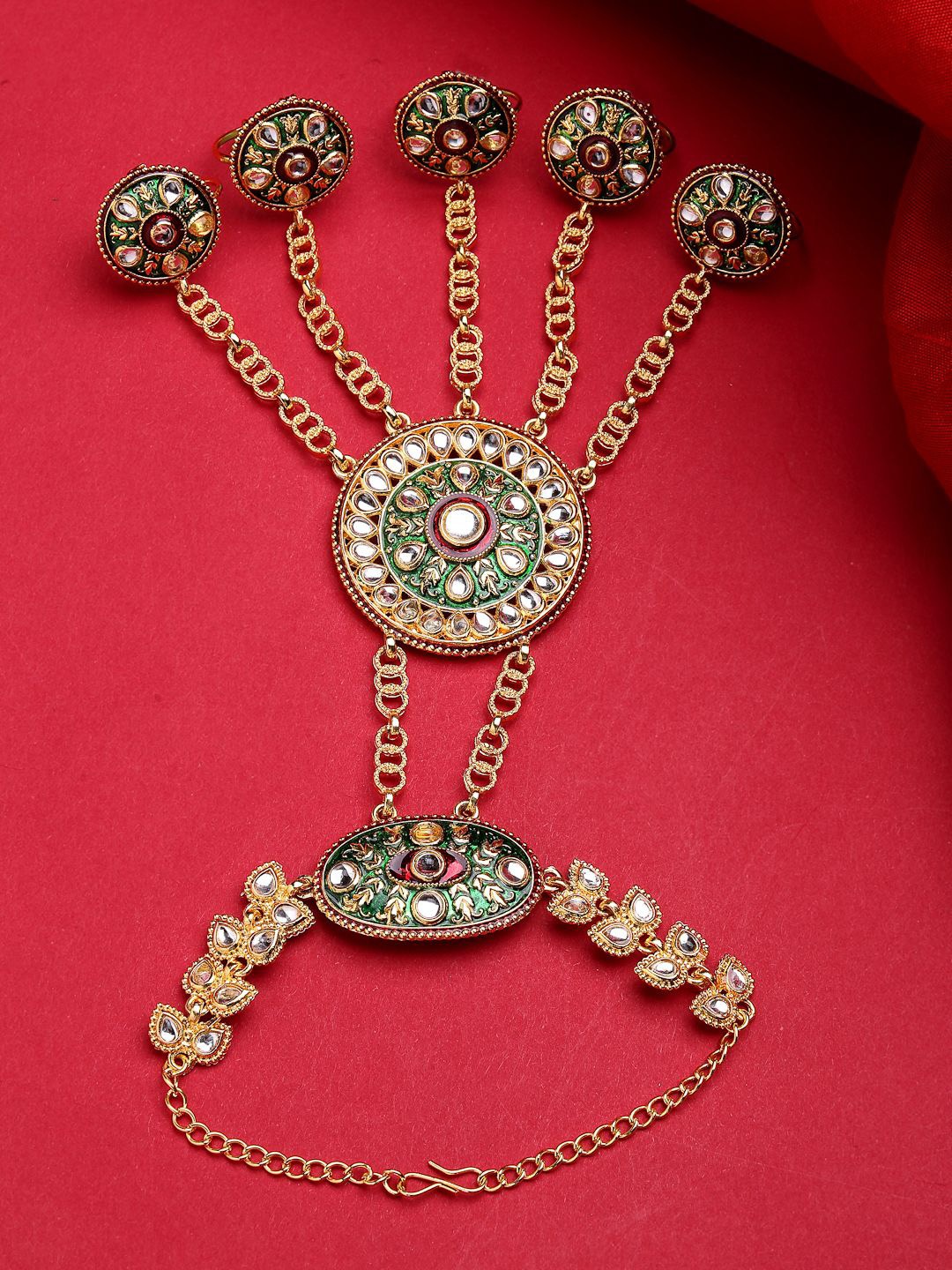

NVR Gold-Plated Cubic Zirconia Stone Studded Ring Bracelet