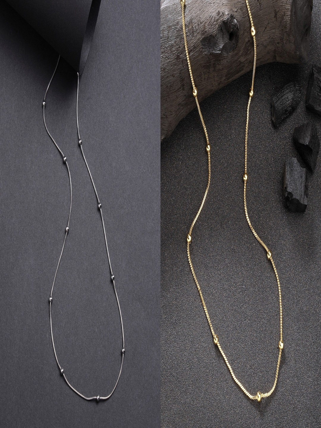 

NVR Set of 2 Rhodium Plated Chain, Silver