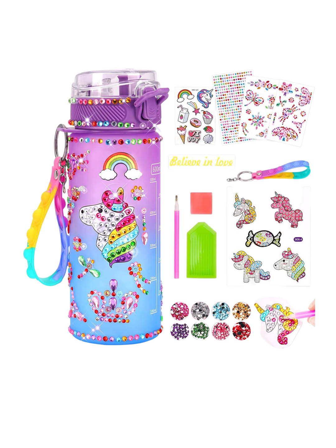 

Kidology Purple & Blue Unicorn Single Plastic Printed Decorative Water Bottle