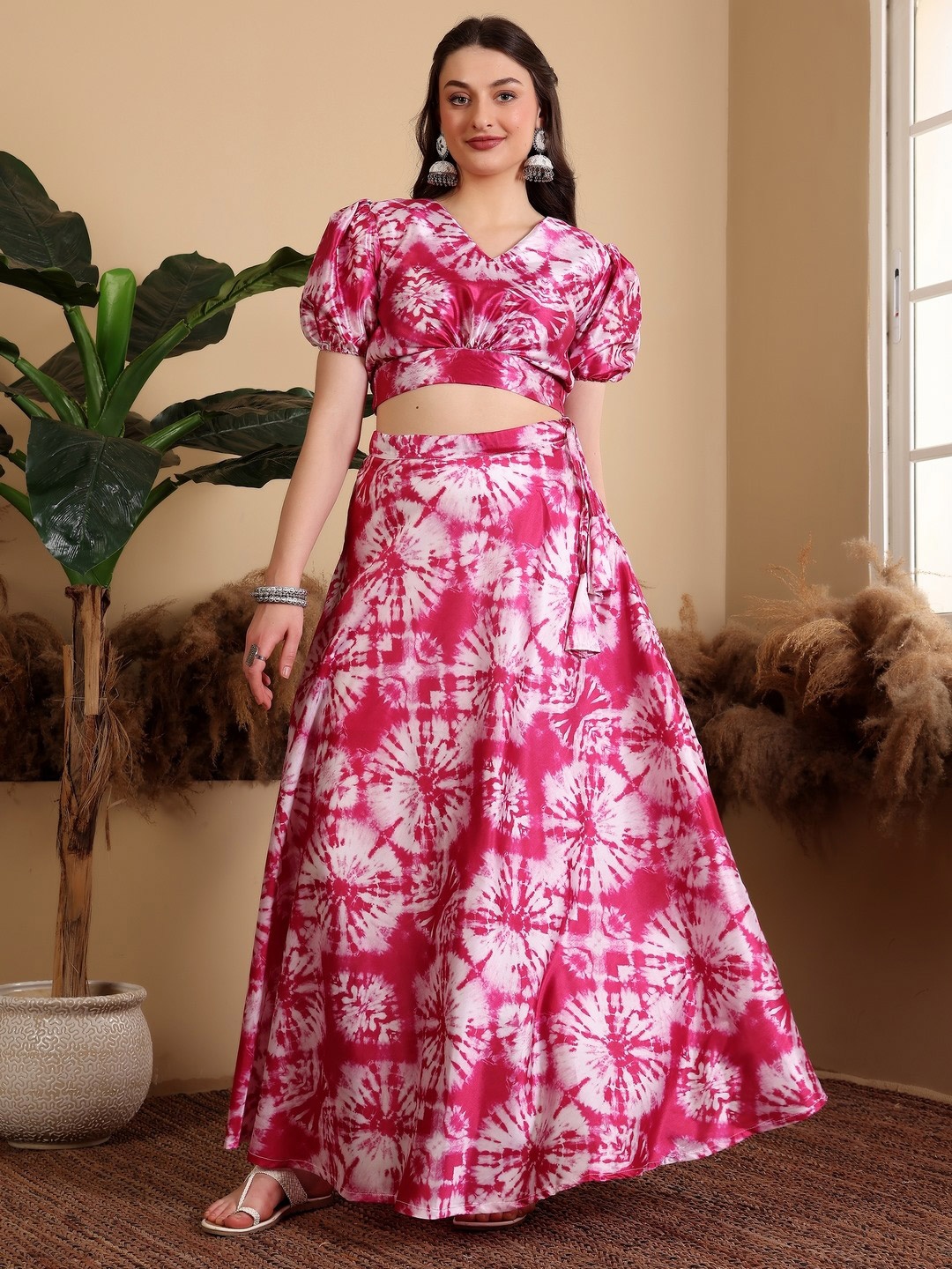 

Frolic Rolic Tie Dye Silk Lehenga & Choli Set, Pink