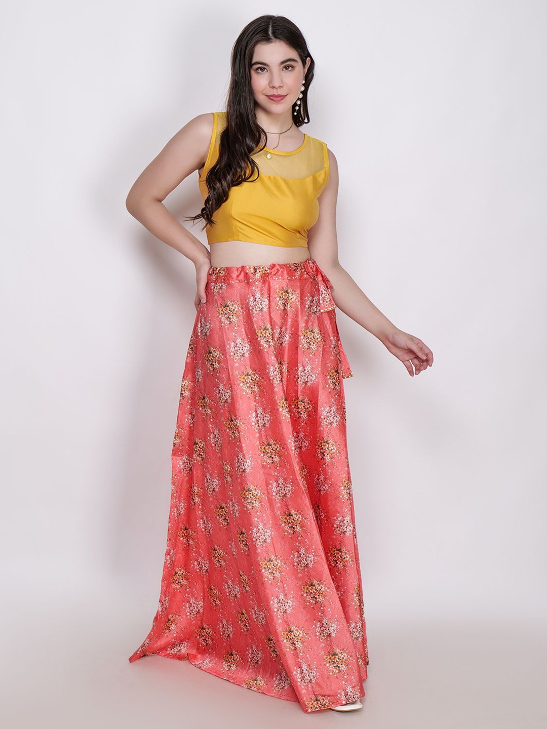 

Frolic Rolic Silk Blouse & Silk Printed Skirt Set, Yellow