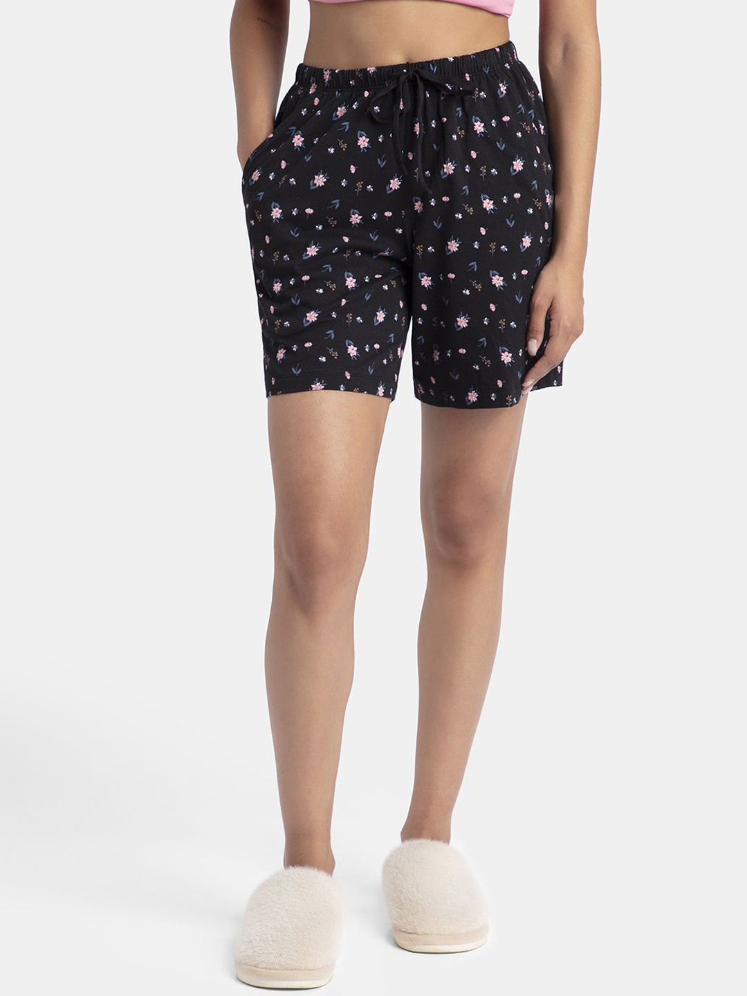 

Jockey Printed Super Combed Cotton Relaxed Fit Sleep Shorts-RX87, Black