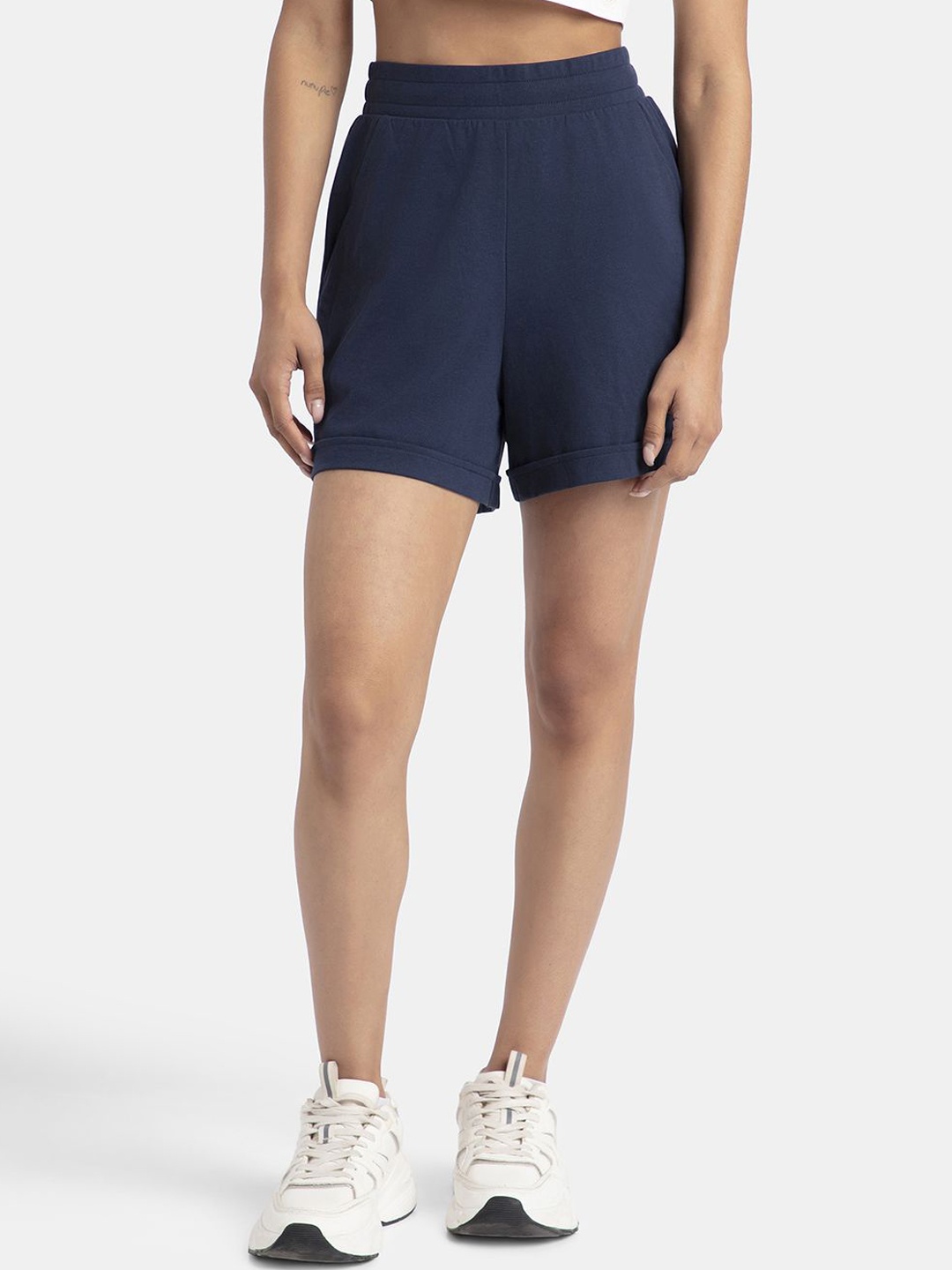 

Jockey Super Combed Cotton Rich Straight Fit Shorts-A157, Navy blue