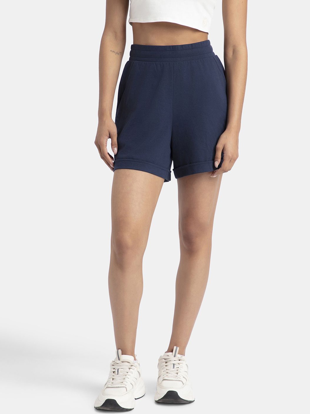 Jockey Super Combed Cotton Rich Straight Fit Shorts-A157, Navy blue
