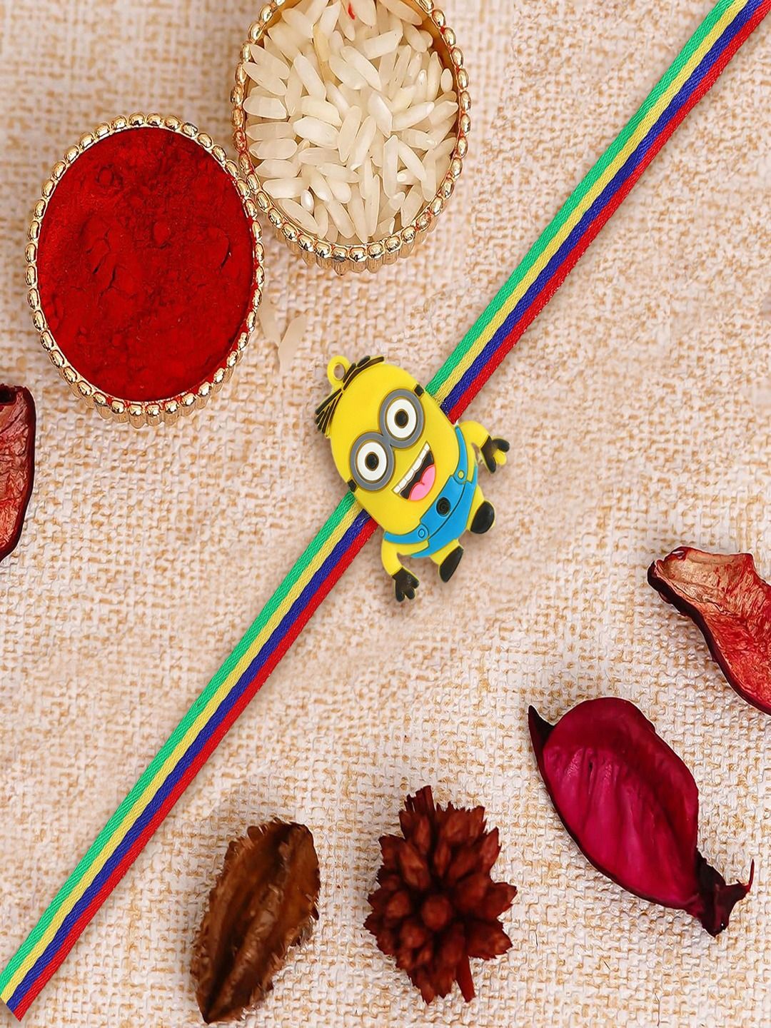 

UNIVERSITY TRENDZ Kids Minions Thread Rakhi With Roli & Rice, Yellow