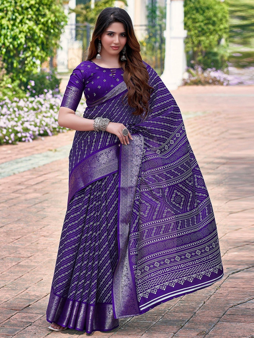 

Sitanjali Ethnic motifs Zari Chanderi Saree, Purple