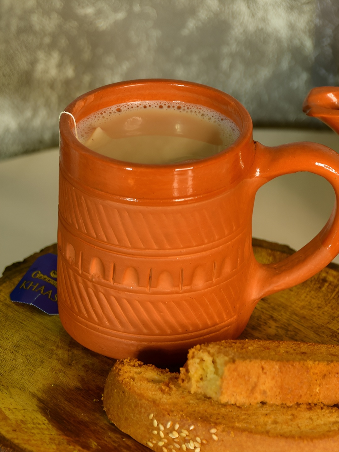 

SOWPEACE Brown Textured Matte Finish Terracotta Mug 440 ml