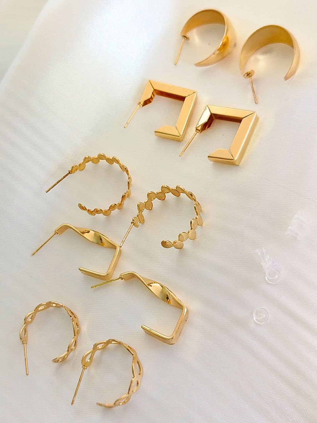 

DressBerry Set Of 5 Gold-Plated Stainless Steel Half Hoop Earrings