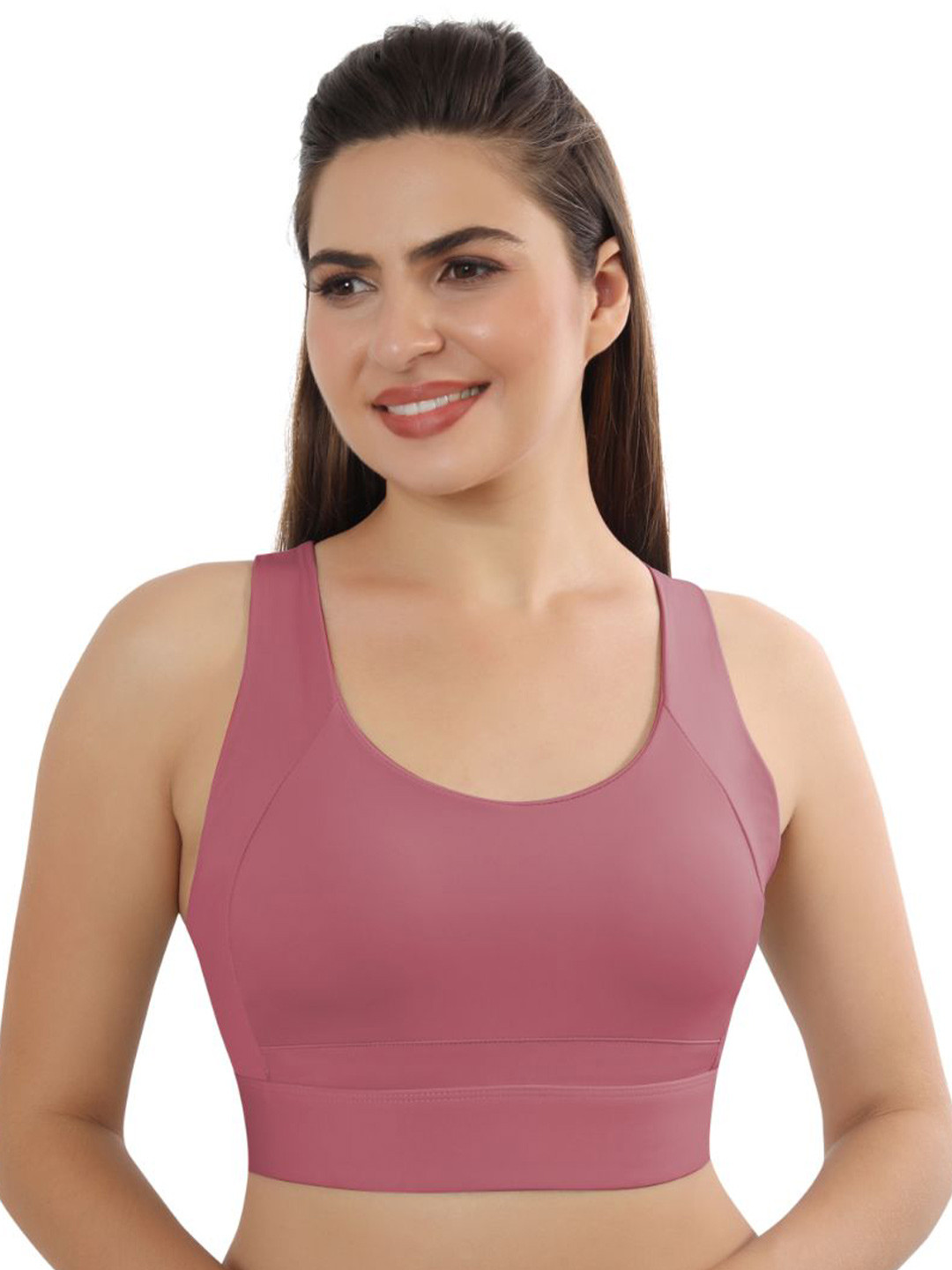 

Bella Voste Women Full Coverage Lightly Padded Racerback Sports Bra, Pink